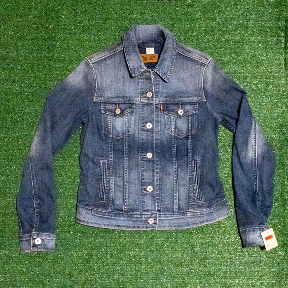 LEVIS TRUCKER JACKET WOMENS BUTTON UP LIGHT BLUE DENIM WASHED RETRO SIZE MED - Picture 7 of 7